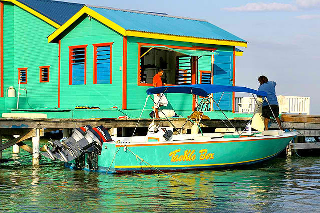 Our Dock preparing for a excursion Tranquility Bay Resort, Ambergris Caye, Belize