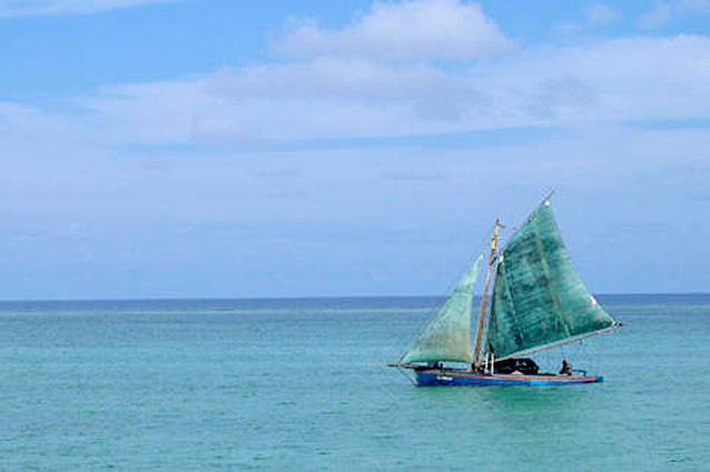 A working sailboat, Tranquility Bay Resort, Ambergris Caye, Belize